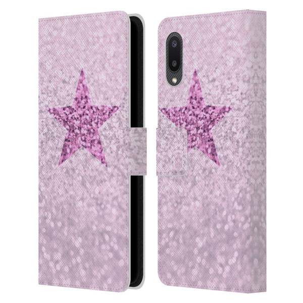 Monika Strigel Glitter Star Pastel Pink Leather Book Wallet Case Cover For Samsung Galaxy A02/M02 (2021)