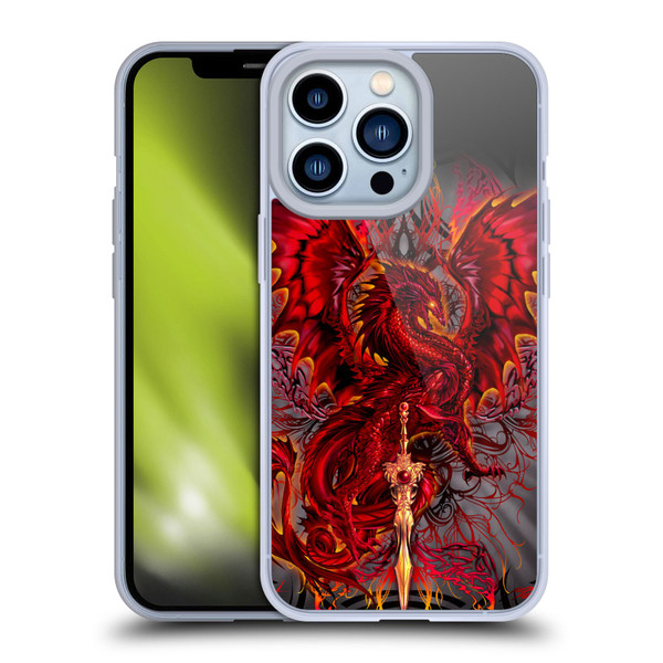 Ruth Thompson Art Red Tribal Dragon With Sword Soft Gel Case for Apple iPhone 13 Pro