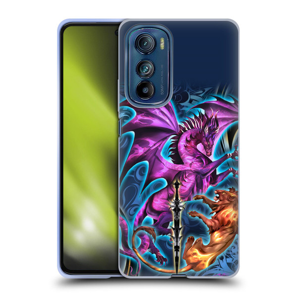 Ruth Thompson Art Purple Dragon, Sword & Lion Soft Gel Case for Motorola Edge 30