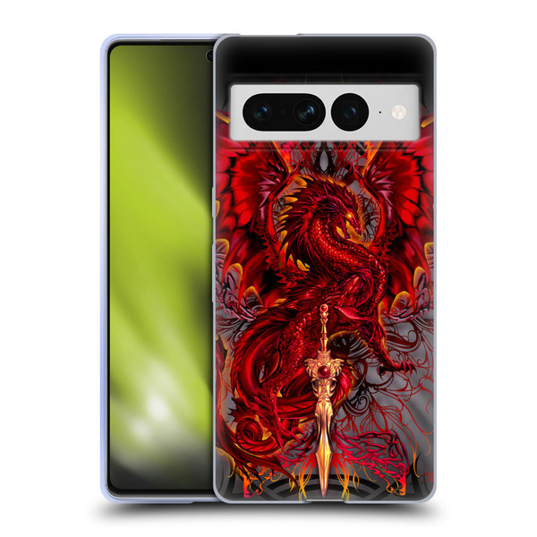 Ruth Thompson Art Red Tribal Dragon With Sword Soft Gel Case for Google Pixel 7 Pro