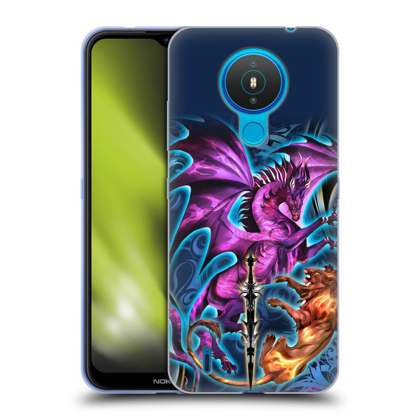 Ruth Thompson Art Purple Dragon, Sword & Lion Soft Gel Case for Nokia 1.4