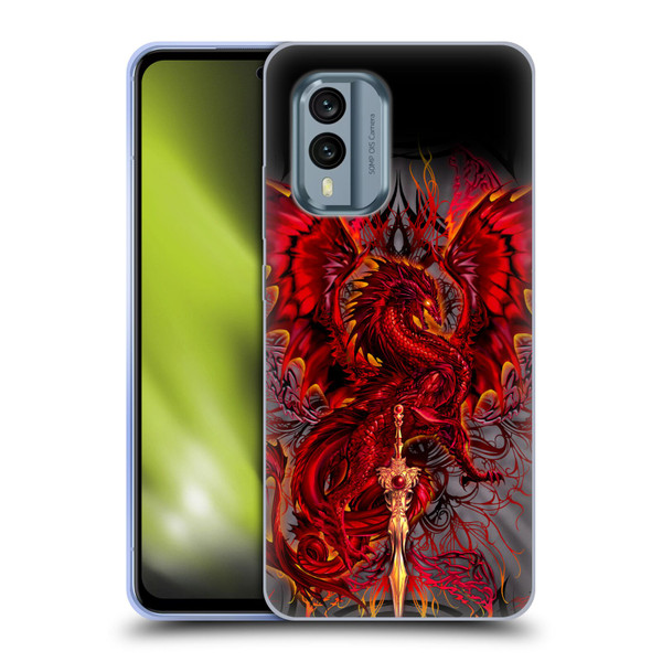 Ruth Thompson Art Red Tribal Dragon With Sword Soft Gel Case for Nokia X30