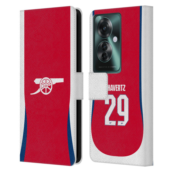 Arsenal FC 2024/25 Players Home Kit Kai Havertz Leather Book Wallet Case Cover For OPPO Reno11 F 5G / F25 Pro 5G