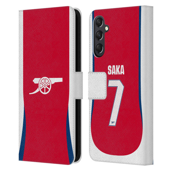 Arsenal FC 2024/25 Players Home Kit Bukayo Saka Leather Book Wallet Case Cover For Samsung Galaxy A24 4G / M34 5G