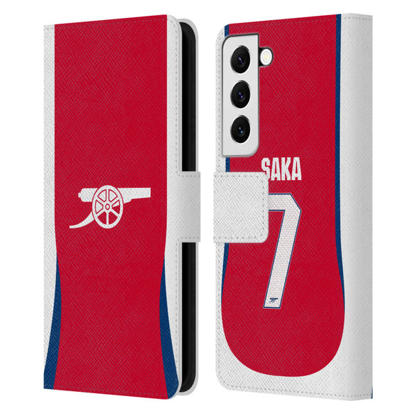 Arsenal FC 2024/25 Players Home Kit Bukayo Saka Leather Book Wallet Case Cover For Samsung Galaxy S22 5G