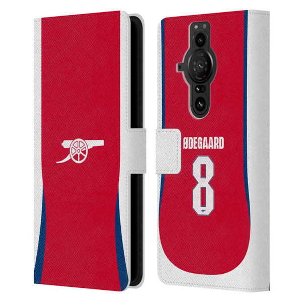 Arsenal FC 2024/25 Players Home Kit Martin Ødegaard Leather Book Wallet Case Cover For Sony Xperia Pro-I