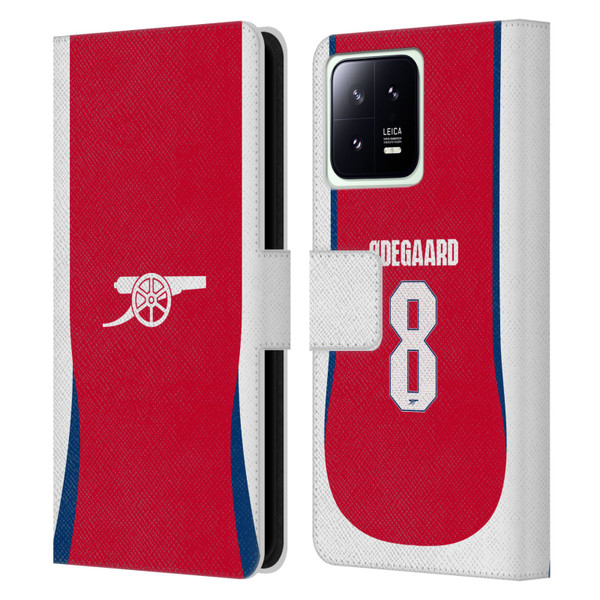 Arsenal FC 2024/25 Players Home Kit Martin Ødegaard Leather Book Wallet Case Cover For Xiaomi 13 5G