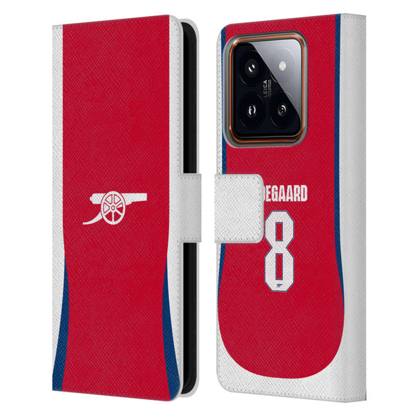 Arsenal FC 2024/25 Players Home Kit Martin Ødegaard Leather Book Wallet Case Cover For Xiaomi 14