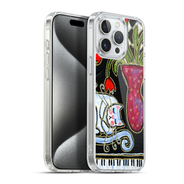 Wyanne Cat Kitty Asleep On The Piano Soft Gel Case for Apple iPhone 15 Pro Max & MagSafe