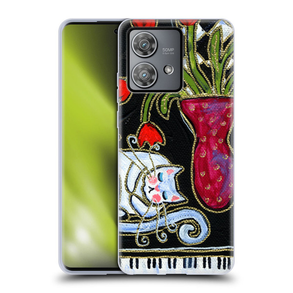 Wyanne Cat Kitty Asleep On The Piano Soft Gel Case for Motorola Edge 40 Neo 5G