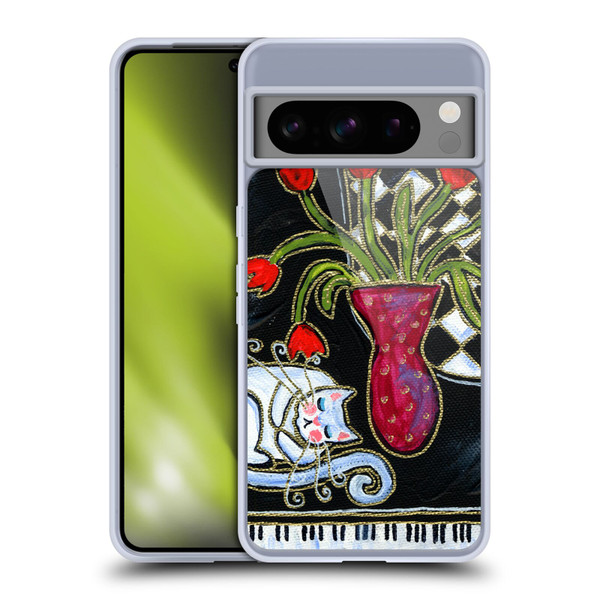Wyanne Cat Kitty Asleep On The Piano Soft Gel Case for Google Pixel 8 Pro