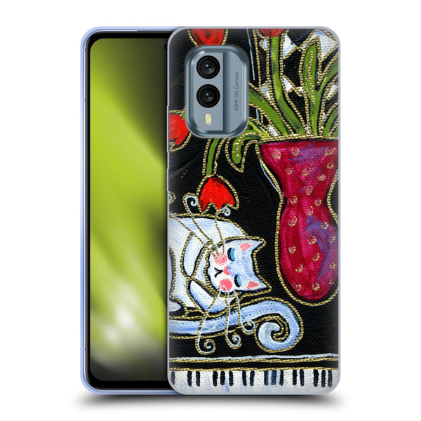 Wyanne Cat Kitty Asleep On The Piano Soft Gel Case for Nokia X30