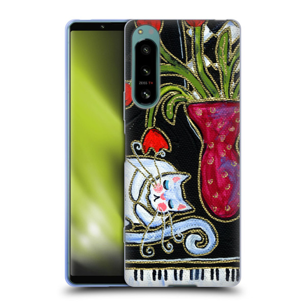Wyanne Cat Kitty Asleep On The Piano Soft Gel Case for Sony Xperia 5 IV
