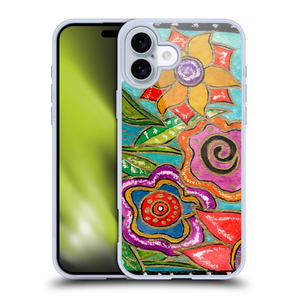 Wyanne Nature Funky Flower Garden Soft Gel Case for Apple iPhone 16 Plus