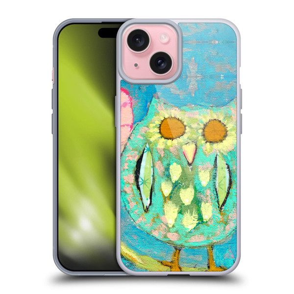 Wyanne Owl Bird Painting Soft Gel Case for Apple iPhone 15
