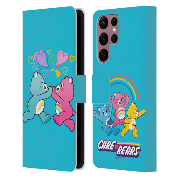 Care Bears Characters Funshine, Cheer And Grumpy Group 2 Leather Book Wallet Case Cover For Samsung Galaxy S22 Ultra 5G