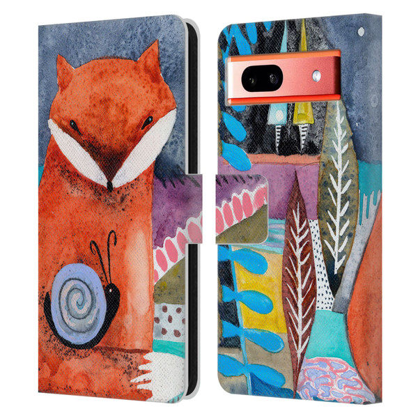 Wyanne Animals Nighty Nite Fox Leather Book Wallet Case Cover For Google Pixel 7a