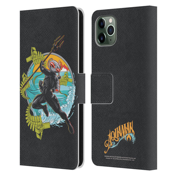 Aquaman And The Lost Kingdom Graphics Black Manta Art Leather Book Wallet Case Cover For Apple iPhone 11 Pro Max