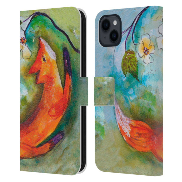 Wyanne Animals Fox In The Round Leather Book Wallet Case Cover For Apple iPhone 15 Plus