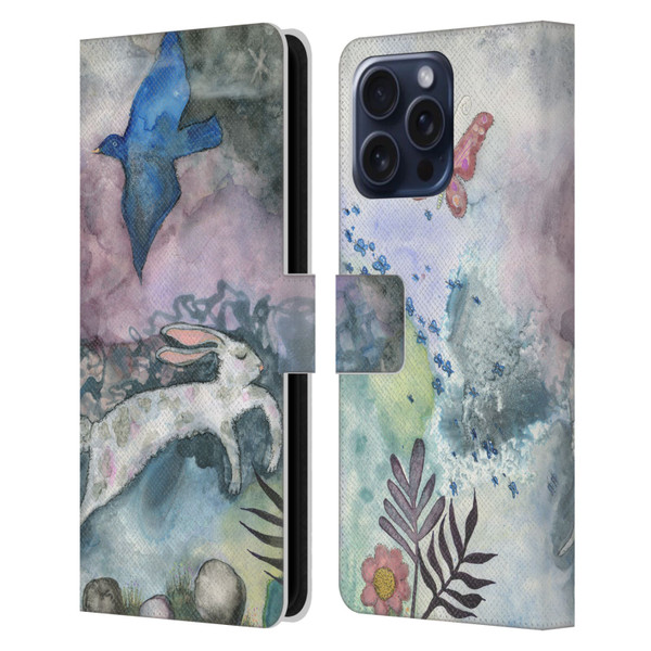 Wyanne Animals Bird and Rabbit Leather Book Wallet Case Cover For Apple iPhone 16 Pro Max