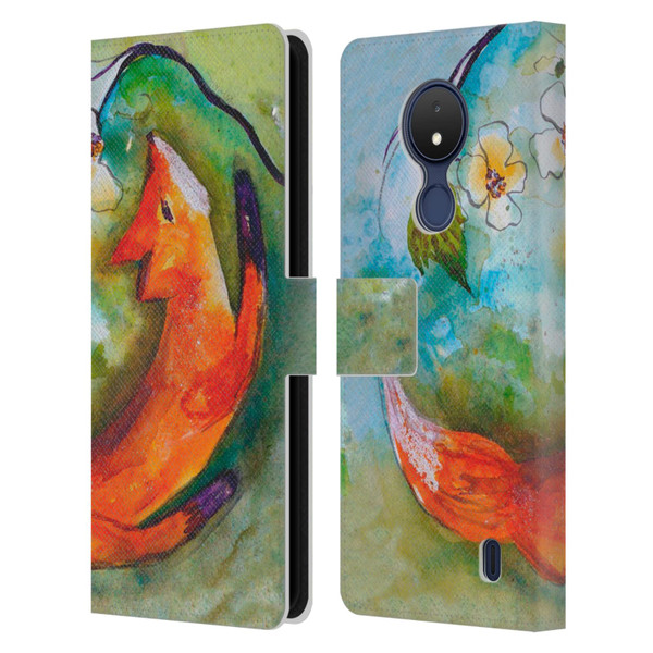 Wyanne Animals Fox In The Round Leather Book Wallet Case Cover For Nokia C21