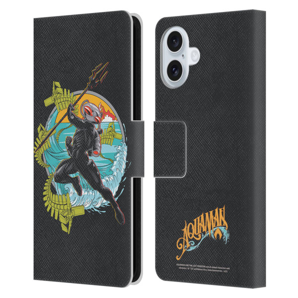 Aquaman And The Lost Kingdom Graphics Black Manta Art Leather Book Wallet Case Cover For Apple iPhone 16 Plus
