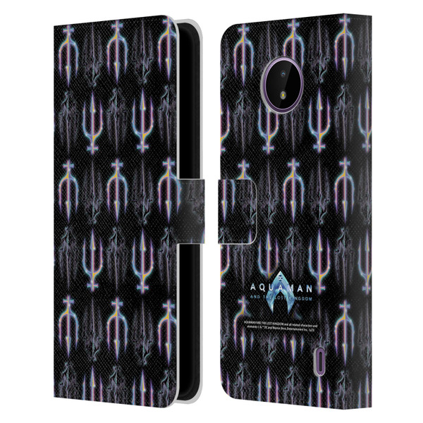 Aquaman And The Lost Kingdom Graphics Trident Pattern Leather Book Wallet Case Cover For Nokia C10 / C20