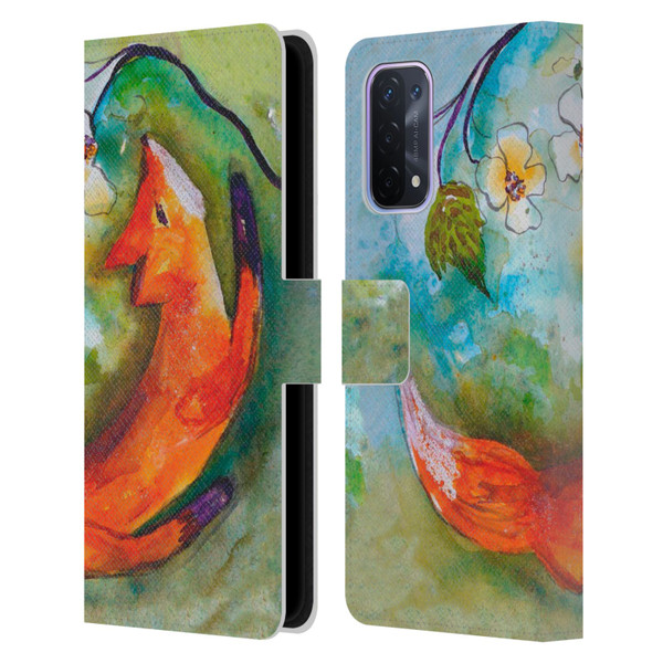 Wyanne Animals Fox In The Round Leather Book Wallet Case Cover For OPPO A54 5G