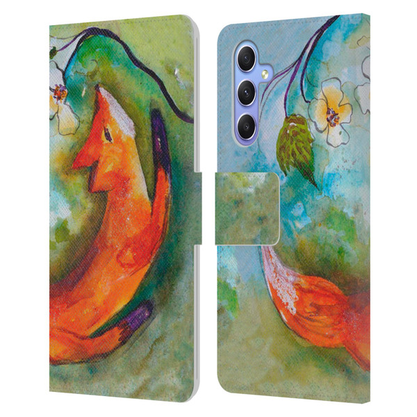 Wyanne Animals Fox In The Round Leather Book Wallet Case Cover For Samsung Galaxy A34 5G