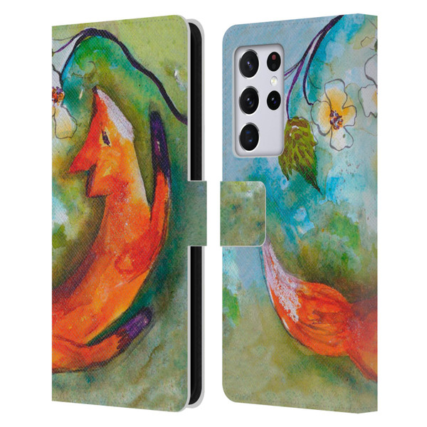 Wyanne Animals Fox In The Round Leather Book Wallet Case Cover For Samsung Galaxy S21 Ultra 5G