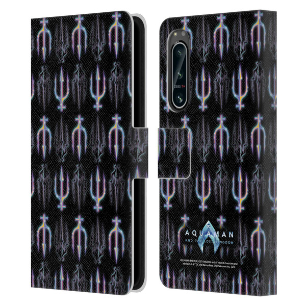 Aquaman And The Lost Kingdom Graphics Trident Pattern Leather Book Wallet Case Cover For Sony Xperia 5 IV