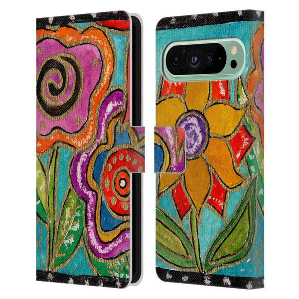Wyanne Nature Funky Flower Garden Leather Book Wallet Case Cover For Google Pixel 9 Pro XL