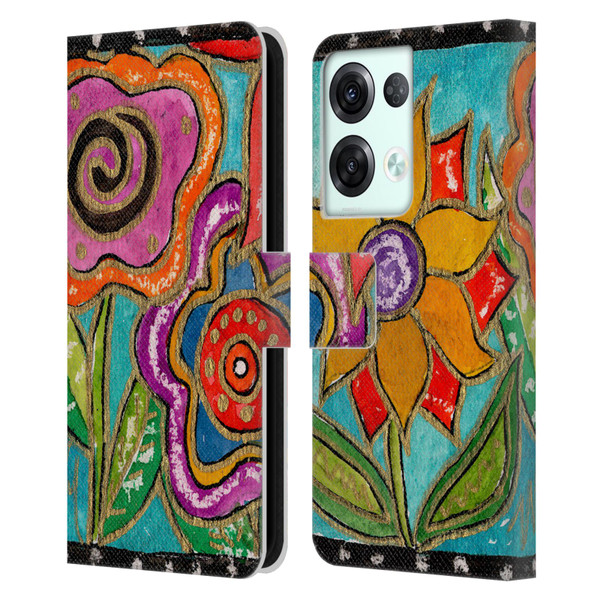 Wyanne Nature Funky Flower Garden Leather Book Wallet Case Cover For OPPO Reno8 Pro