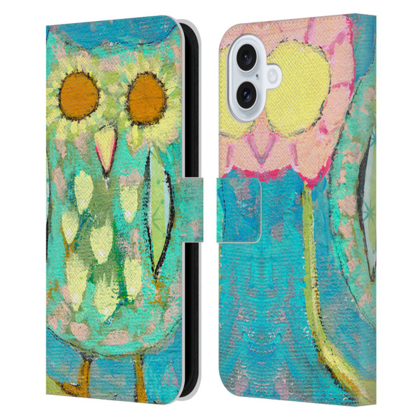 Wyanne Owl Blinded By The Light Leather Book Wallet Case Cover For Apple iPhone 16 Plus