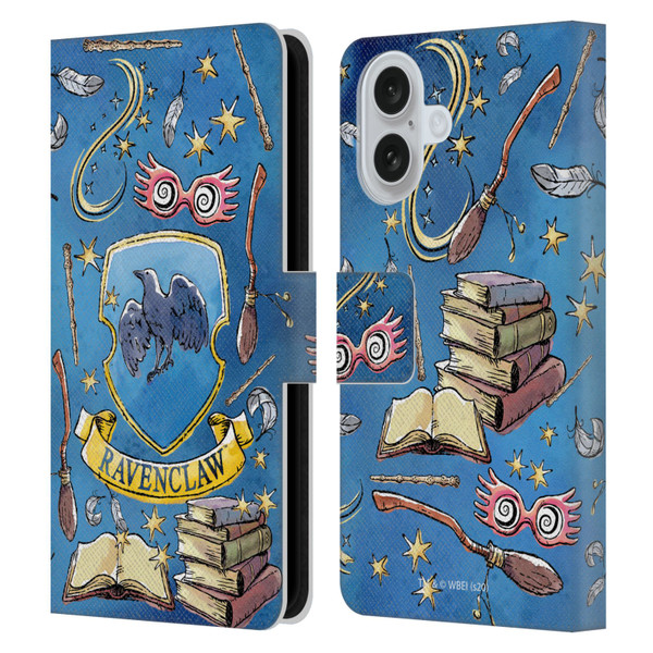 Harry Potter Deathly Hallows XIII Ravenclaw Pattern Leather Book Wallet Case Cover For Apple iPhone 16 Harry Potter Deathly Hallows XIII Ravenclaw Pattern Leather Book Wallet Case Cover For Apple iPhone 16