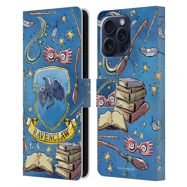 Harry Potter Deathly Hallows XIII Ravenclaw Pattern Leather Book Wallet Case Cover For Apple iPhone 16 Pro Max
