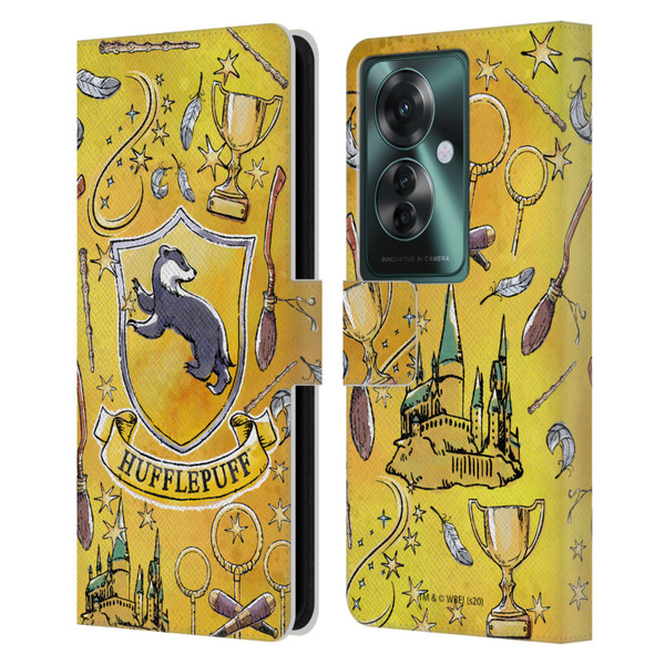Harry Potter Deathly Hallows XIII Hufflepuff Pattern Leather Book Wallet Case Cover For OPPO Reno11 F 5G / F25 Pro 5G