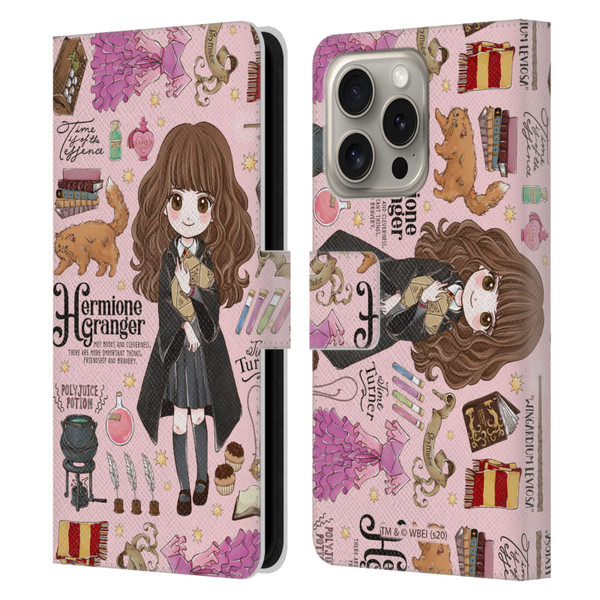 Harry Potter Deathly Hallows XXXVII Hermione Pattern Leather Book Wallet Case Cover For Apple iPhone 16 Pro