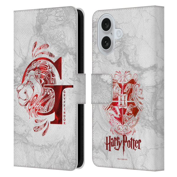 Harry Potter Deathly Hallows IX Gryffindor Aguamenti Leather Book Wallet Case Cover For Apple iPhone 16 Harry Potter Deathly Hallows IX Gryffindor Aguamenti Leather Book Wallet Case Cover For Apple iPhone 16