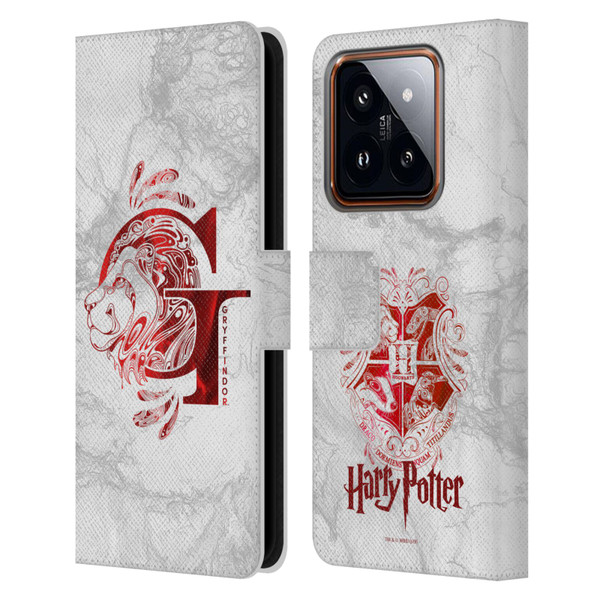 Harry Potter Deathly Hallows IX Gryffindor Aguamenti Leather Book Wallet Case Cover For Xiaomi 14