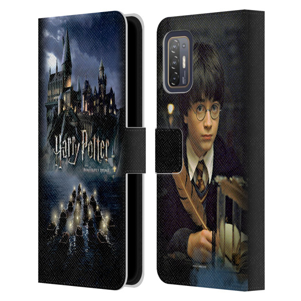 Harry Potter Sorcerer's Stone II Castle Leather Book Wallet Case Cover For HTC Desire 21 Pro 5G