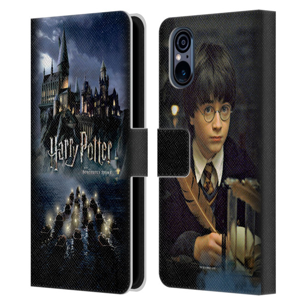 Harry Potter Sorcerer's Stone II Castle Leather Book Wallet Case Cover For Sony Xperia 5 V 5G
