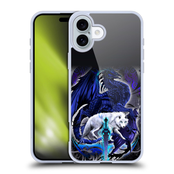 Ruth Thompson Dragons with Swords Alpha Blade & Fantasy Wolf Soft Gel Case for Apple iPhone 16 Plus
