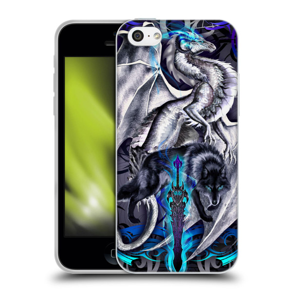 Ruth Thompson Dragons with Swords Blade & Fantasy Wolf Soft Gel Case for Apple iPhone 5c