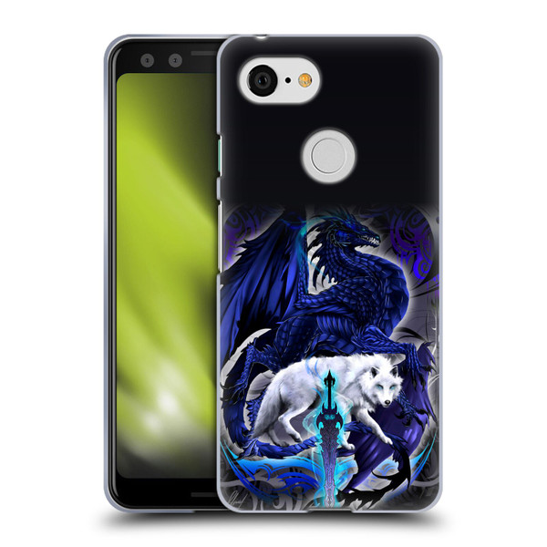 Ruth Thompson Dragons with Swords Alpha Blade & Fantasy Wolf Soft Gel Case for Google Pixel 3