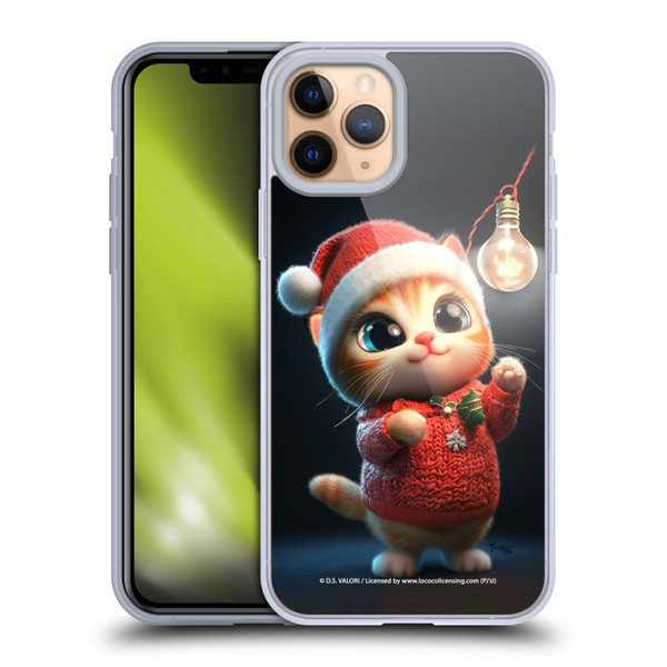 D.S. Valori Kitty And Puppy Kitty Christmas Light Soft Gel Case for Apple iPhone 11 Pro