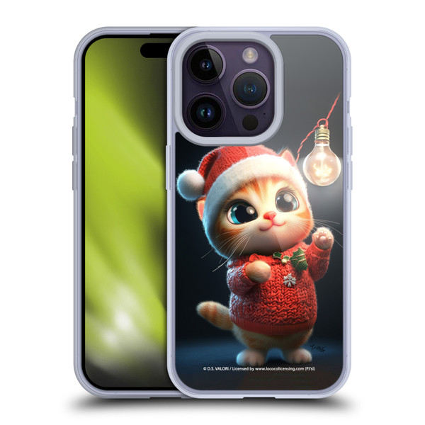 D.S. Valori Kitty And Puppy Kitty Christmas Light Soft Gel Case for Apple iPhone 14 Pro