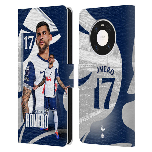Tottenham Hotspur F.C. 2024/25 First Team Cristian Romero Leather Book Wallet Case Cover For Huawei Mate 40 Pro 5G