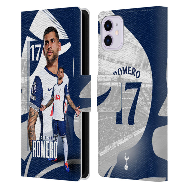 Tottenham Hotspur F.C. 2024/25 First Team Cristian Romero Leather Book Wallet Case Cover For Apple iPhone 11