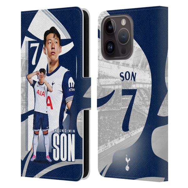 Tottenham Hotspur F.C. 2024/25 First Team Son Heung-Min Leather Book Wallet Case Cover For Apple iPhone 15 Pro